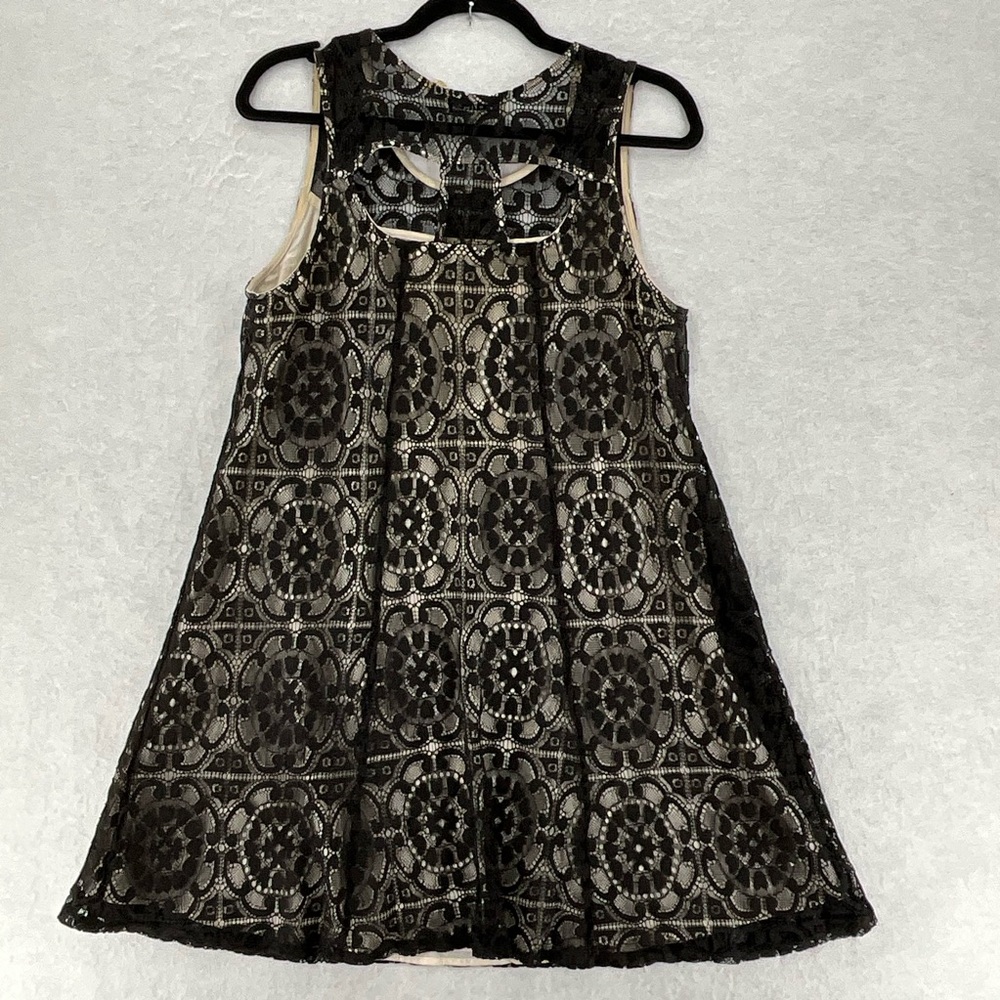 Simply Noelle Black Lace Dress with Cream Underlay Slip in Cotton‎ S/M (8-10)